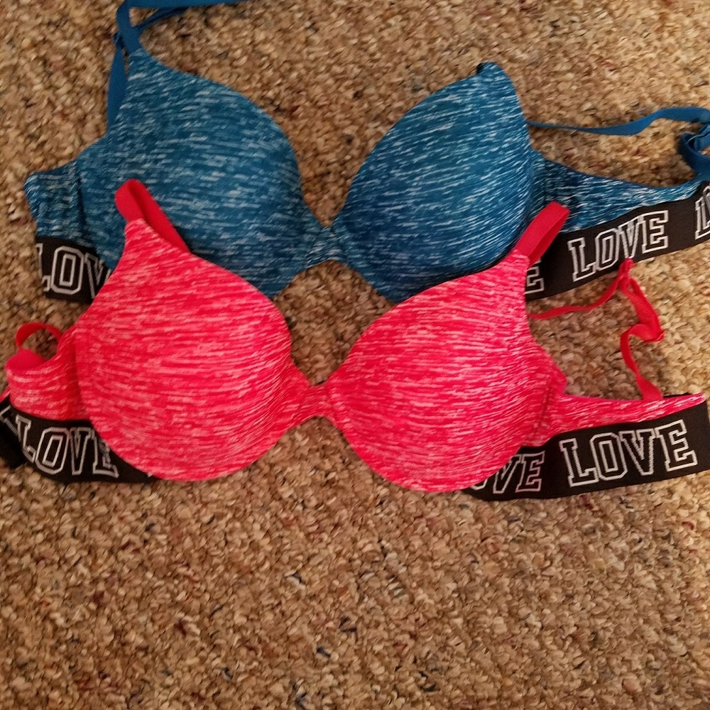 Two pushup faux PINK bras