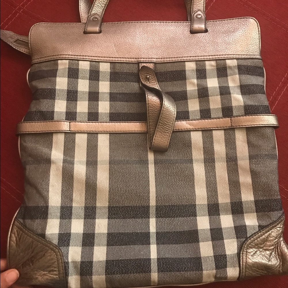 Burberry Pewter Shimmer Check Tote