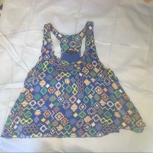Blue patterned tank top