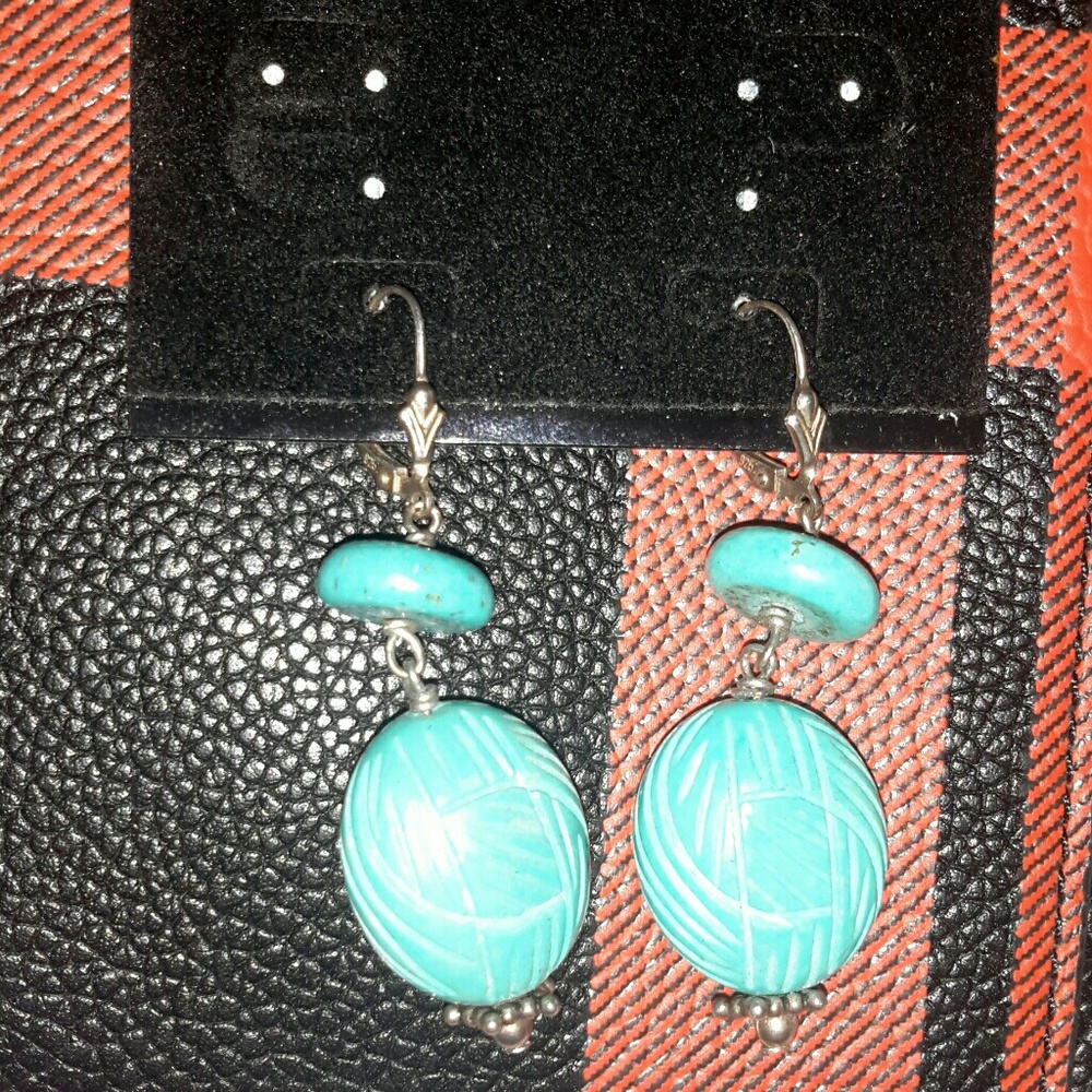 Carved Turquoise and sterling silver earrings *NEW*