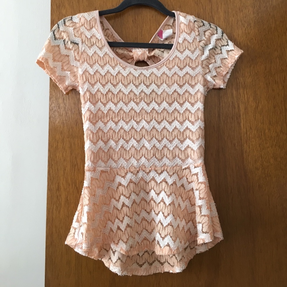 Adorable Pink and White Peplum Top