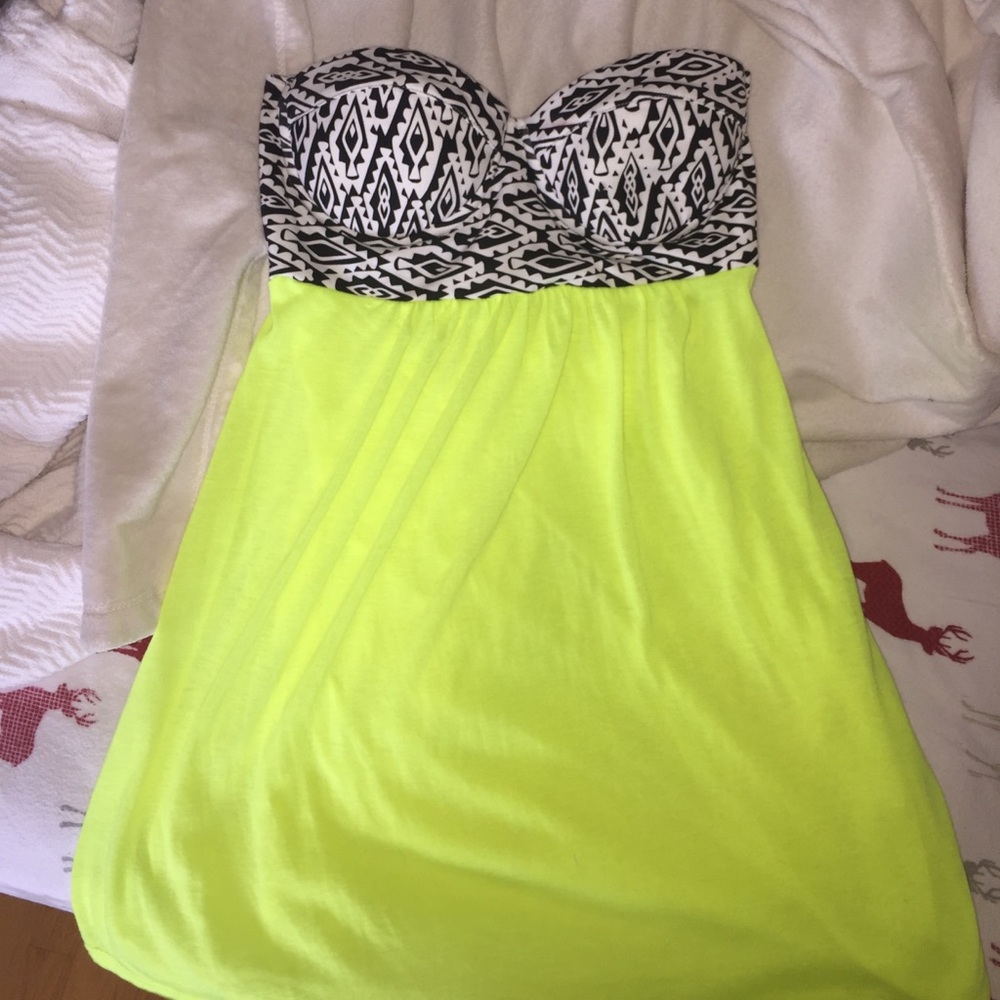 BEAUTIFUL AZTEC NEON YELLOW DRESS