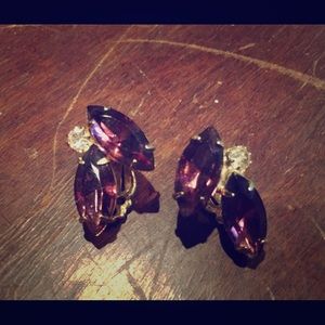 Purple vintage clip on earrings