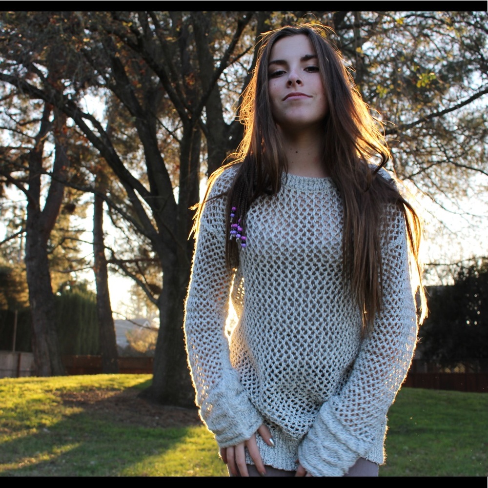 White knitted sweater