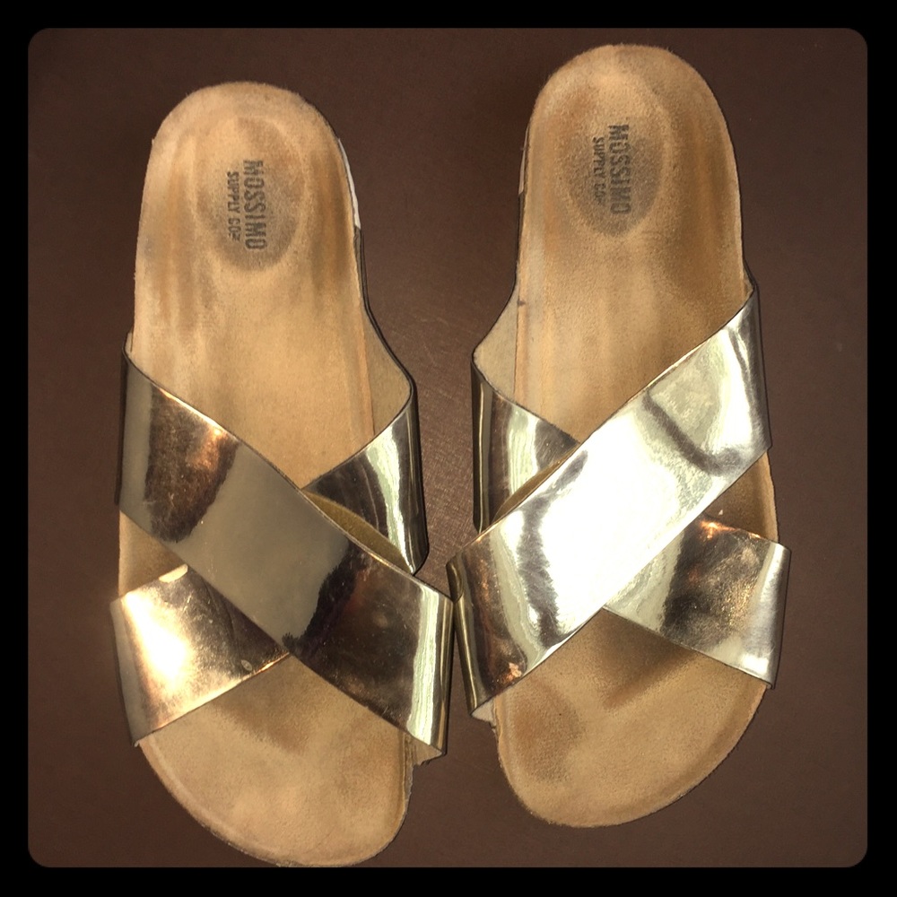 Gold Mossimo Birkenstock-like Sliders