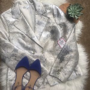 CAbi Silver Foil Chalet Blazer SZ 8 NWT Retail 158