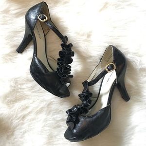 Ruffle Peep Toe Heels