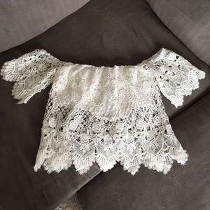 L.A. Hearts floral lace off shoulder top