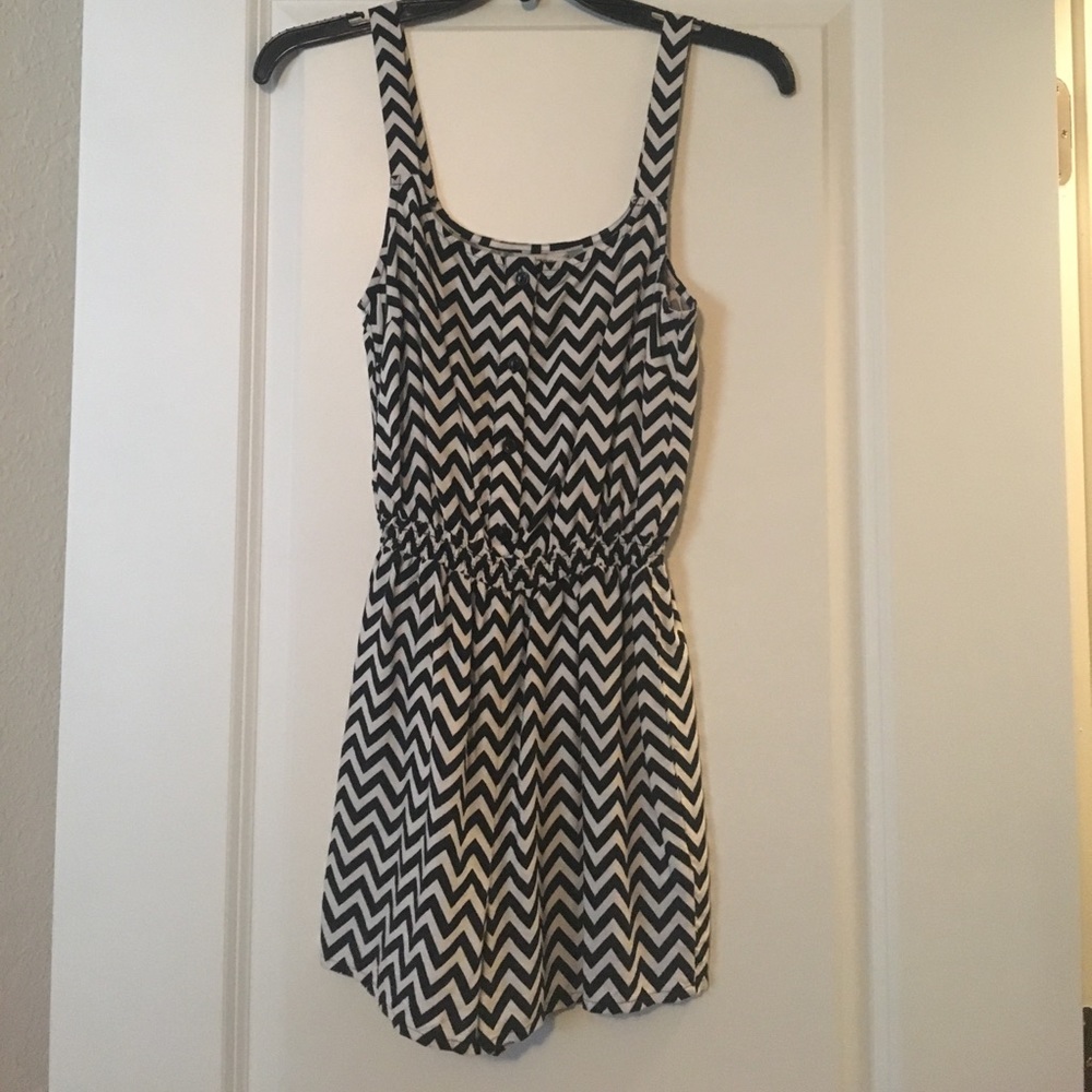 Black and white chevron romper