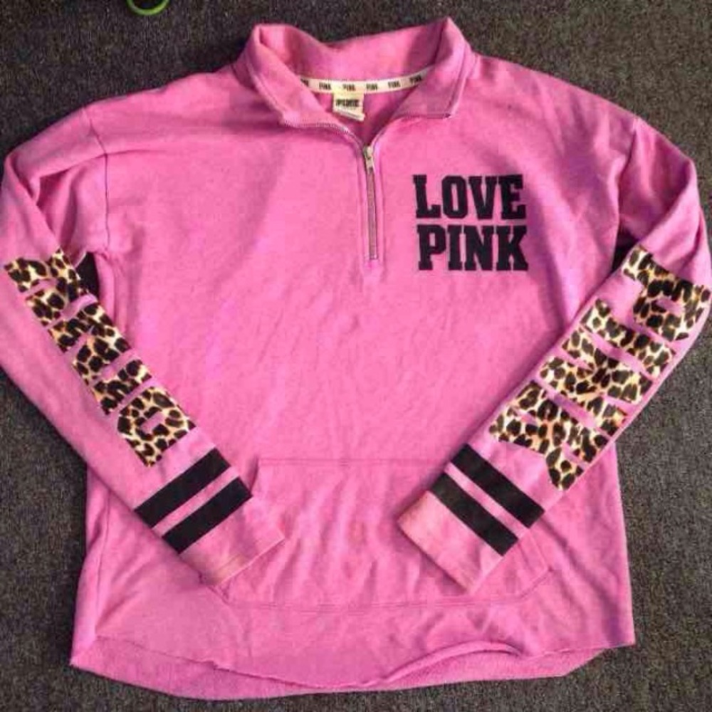 VS PINK PURPLE AND CHEETAH PRINT SWEATSHIRT