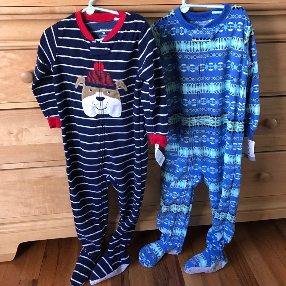 New with tags! Bundle! Fleece one pieces with feet