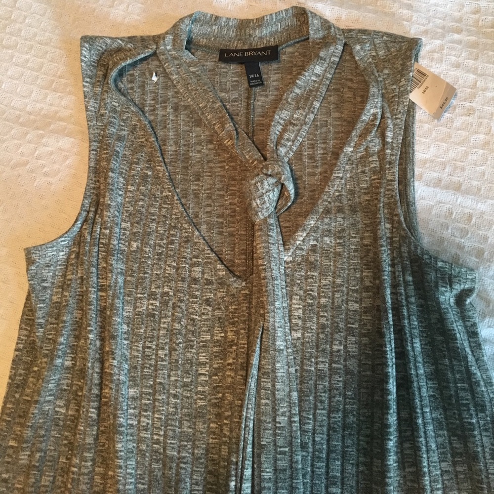 Heathered Sage Green Sleeveless Tie VNeck Top