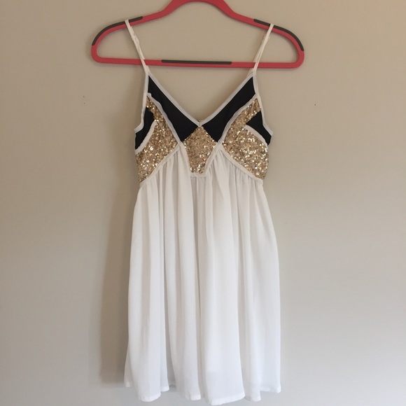 Dresses & Skirts - White Gold Sequin Dress