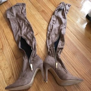 Suede thigh high boots