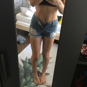 Denim ripped topshop shorts size small