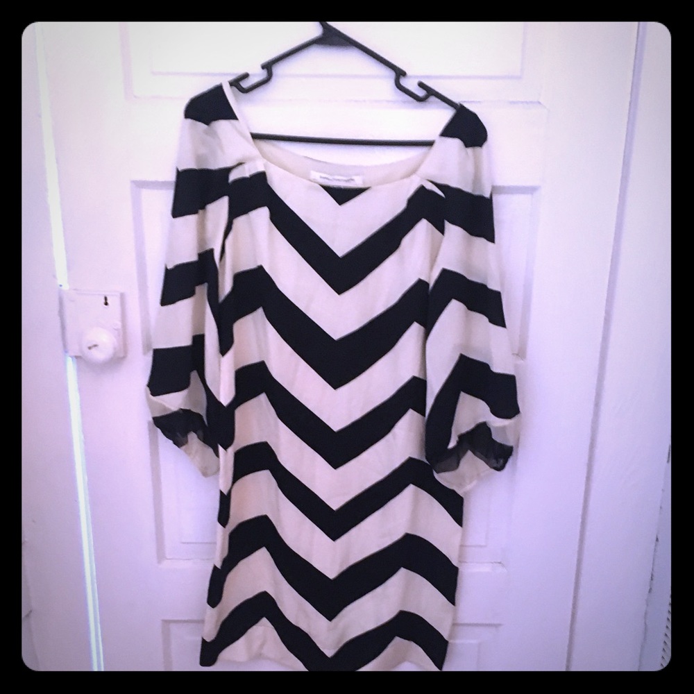 DVF navy and white chevron dress