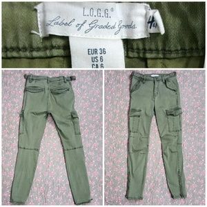 H&M army Houlihan skinny ankle zip cargo  pants