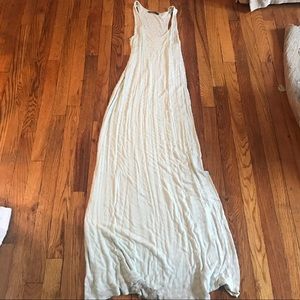 Velvet cream and real striped maxi dress