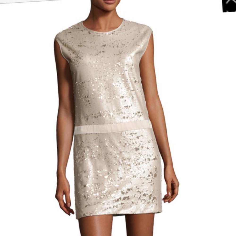 NWT Halston Heritage Gold Sequin Shift Dress