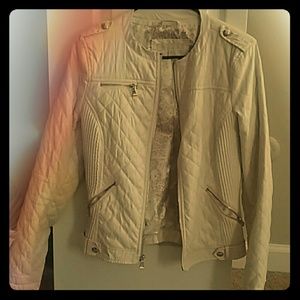 Cream and gold faux leather jacket