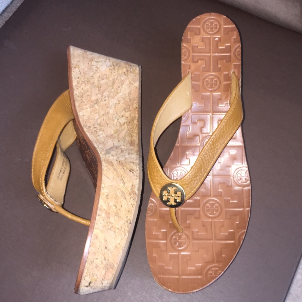 Tory Burch Tan Leather Thora Wedge