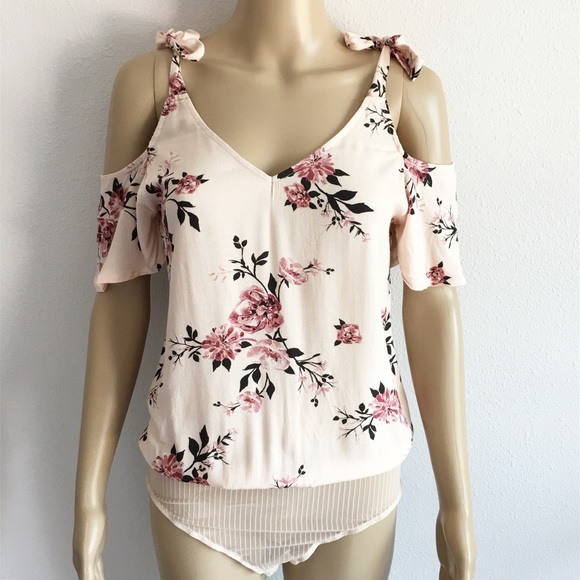 Kendall & Kylie Other - BNWT pink floral print cold shoulder bodysuit