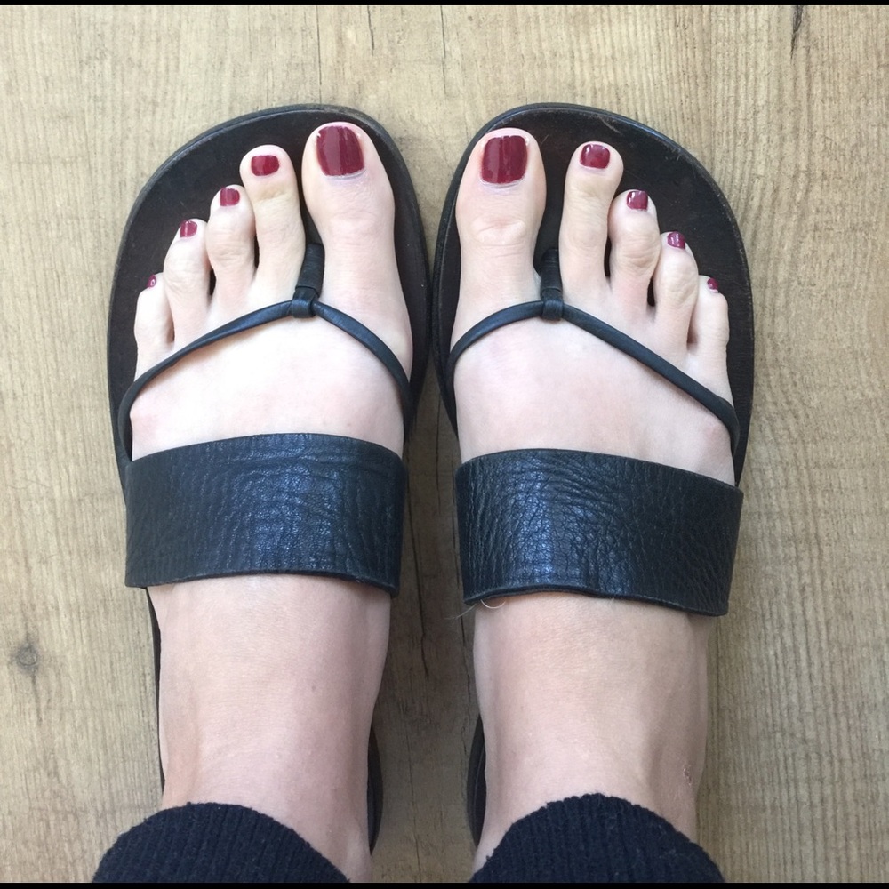 Costume National Black Leather Sandals