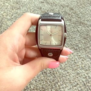 Black Leather Guess Watch