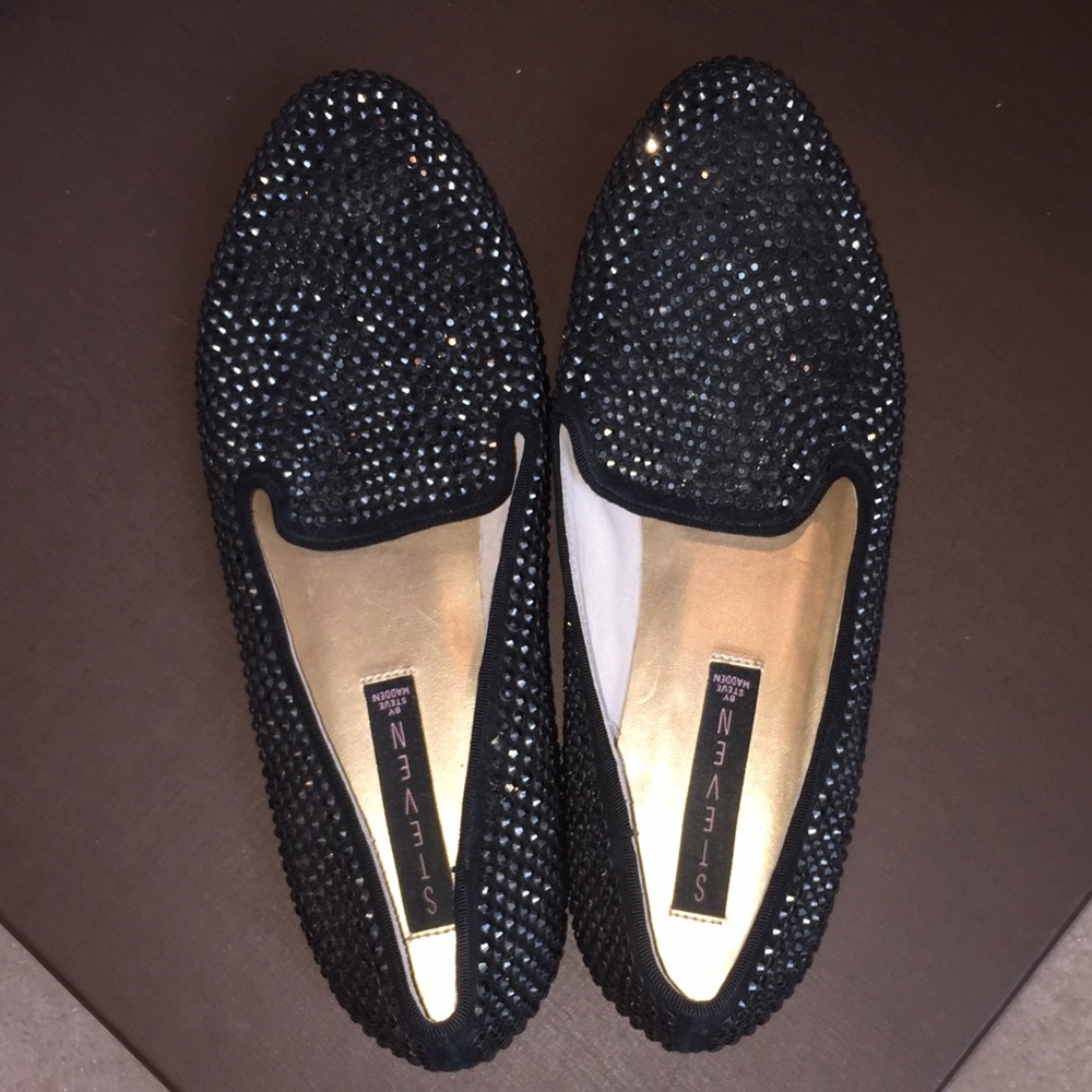 Steve Madden Pewter Rhinestone Loafers