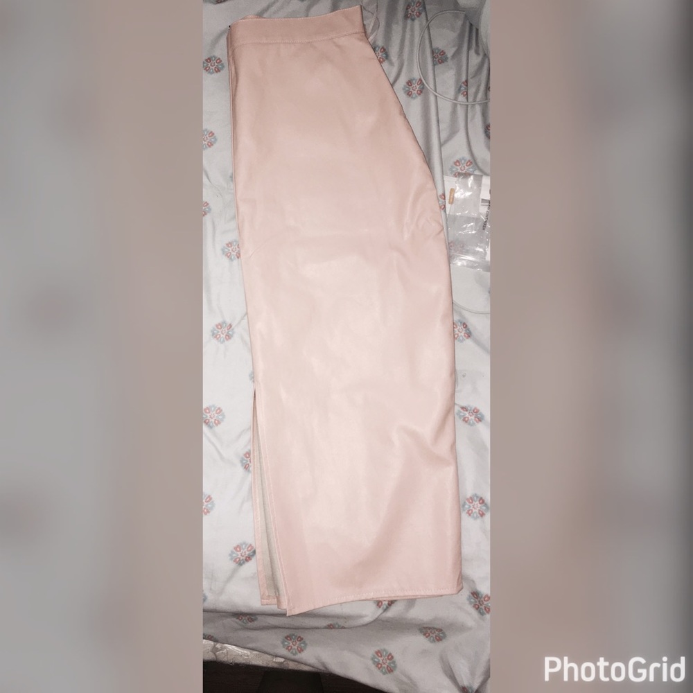Light pink faux leather skirt