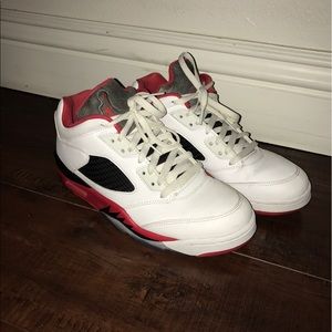 jordan 5 lows white/fire red