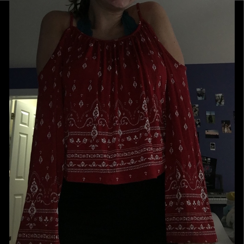 Red Off Shoulder Top - Picture 4 of 4