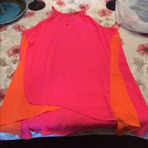 Hot pink top with orange