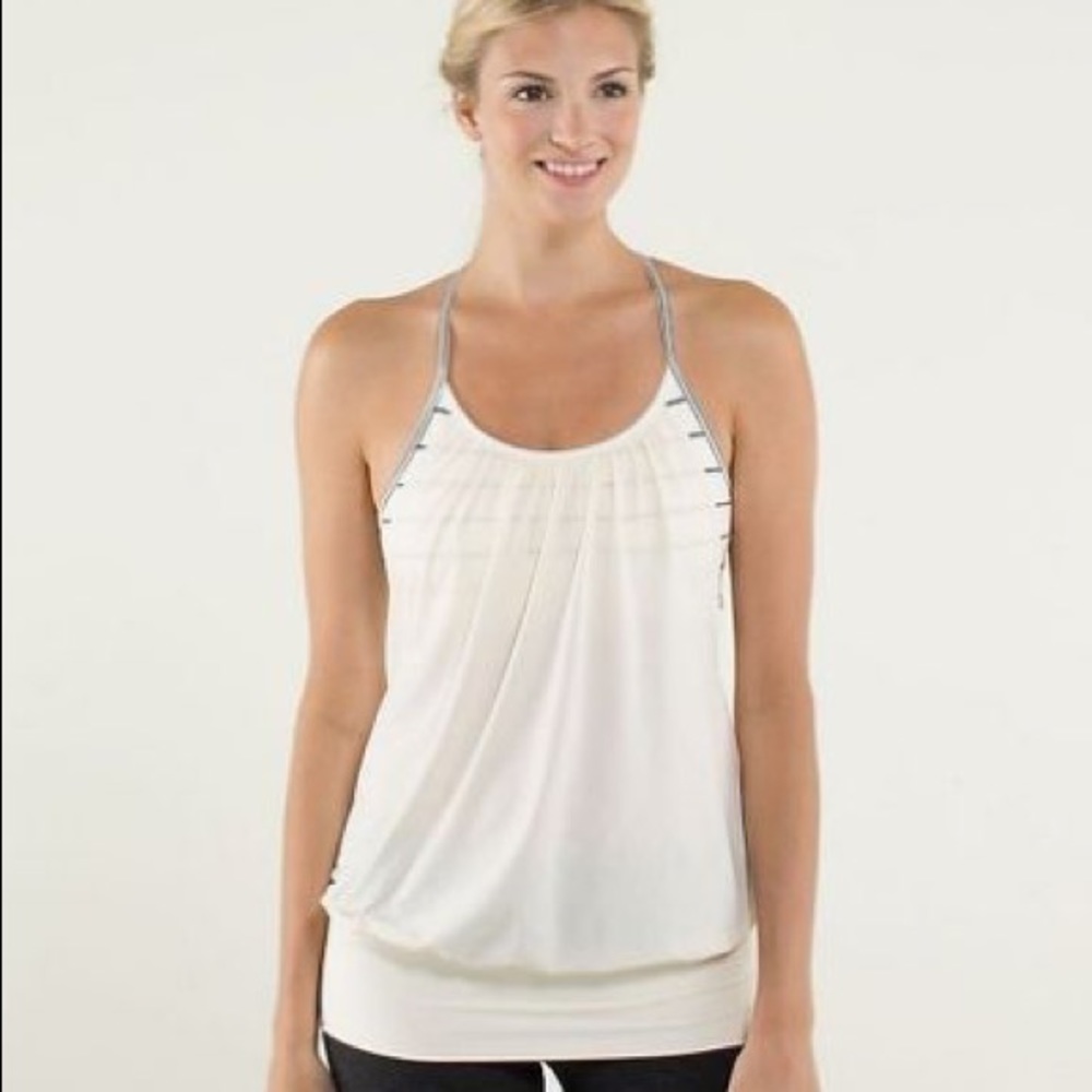 LuluLemon No Limits Tank! Grey/Cream, Like New