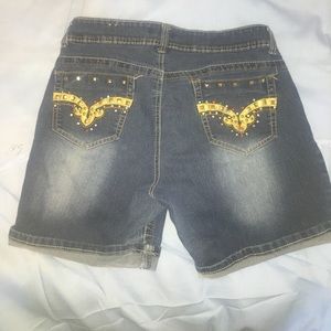 Gold Design pockets Denim Shorts