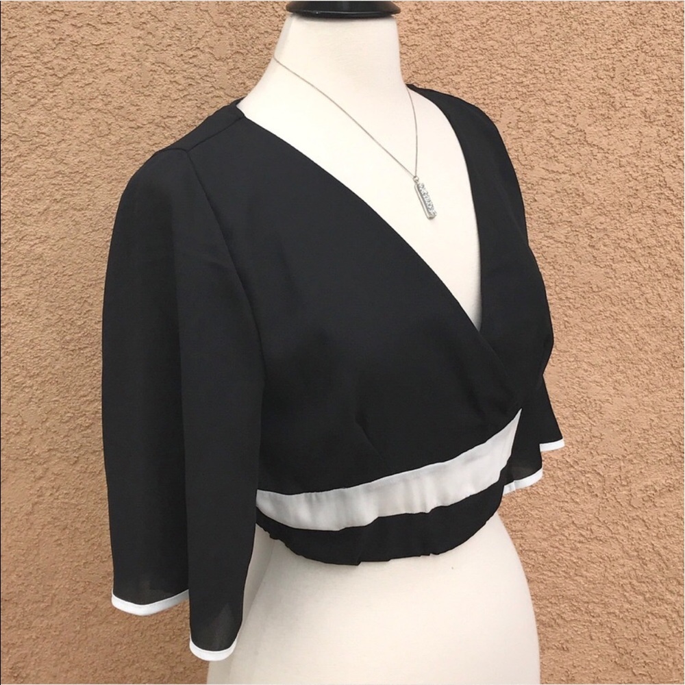 Cropped Ruffle Sleeve Top - Picture 4 of 5