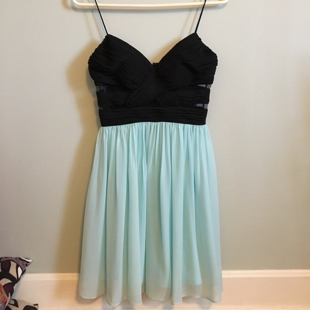 Hailey Logan Mesh Inset Chiffon Skater Dress