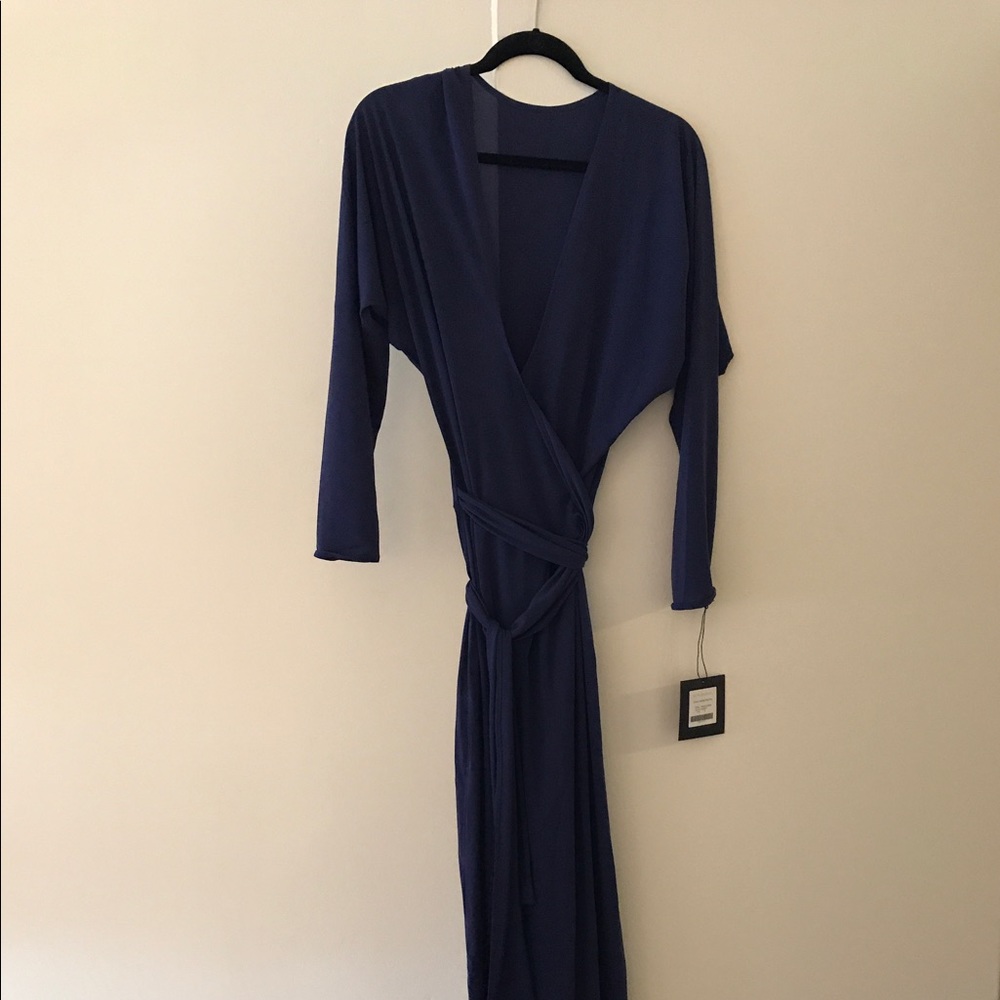 Norma Kamali Dolman Front Back Wrap Dress BLUE