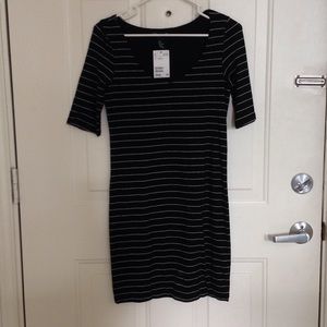 NWT H&M black and white striped dress