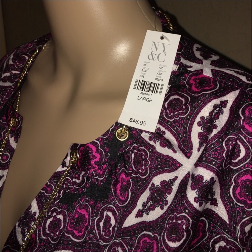 🆕 NY&C Chained Printed Blouse - Picture 4 of 4