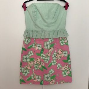 Lilly Pulitzer Pink&Green Strapless Dress