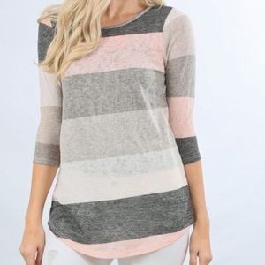 Colorblock grey and blush top