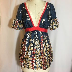 Anthropologie Printed Silk Blouse