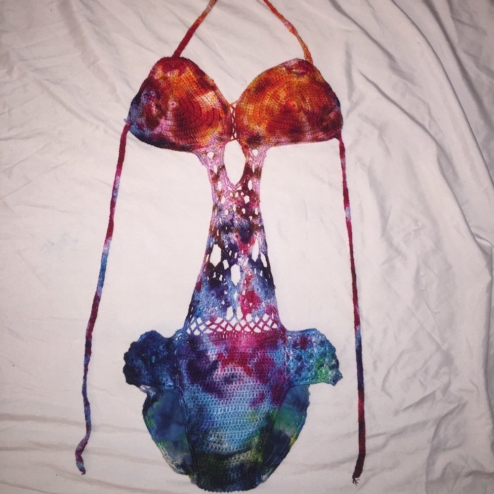 Tie dye crochet swimsuit/bodysuit