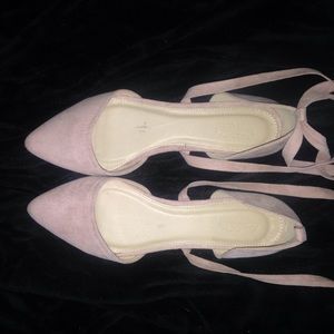 Nude pink suede flats
