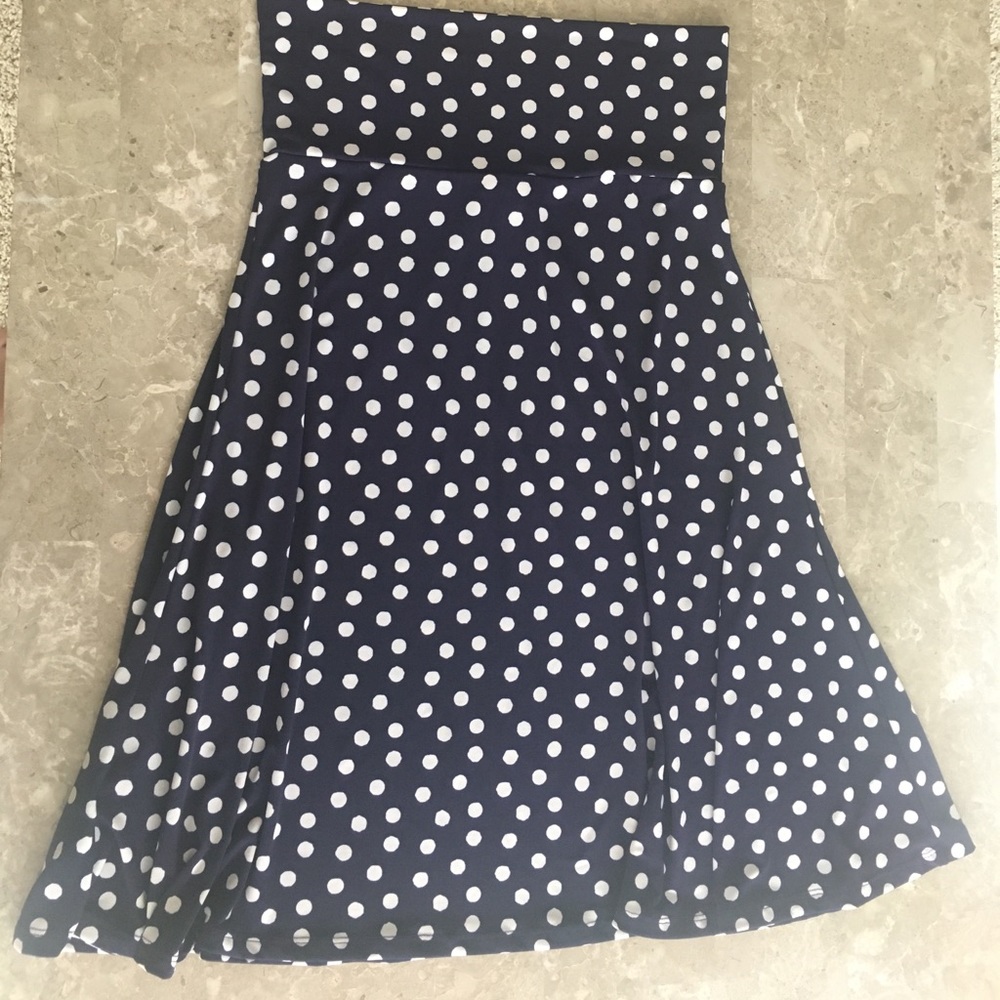 Small Azure navy blue white polka dot skirt dress