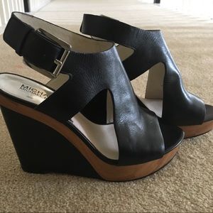 Michael Kors Leather Wedge Sandals