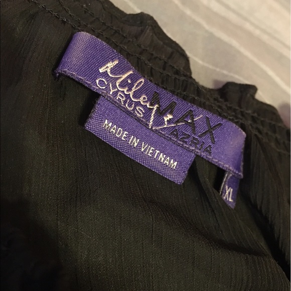 XL Miley Cyrus Max Azria Ruffled Black Sheer Top - Picture 2 of 4