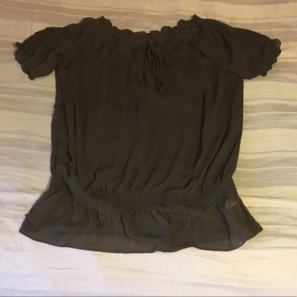 XL Miley Cyrus Max Azria Ruffled Black Sheer Top - Picture 3 of 4
