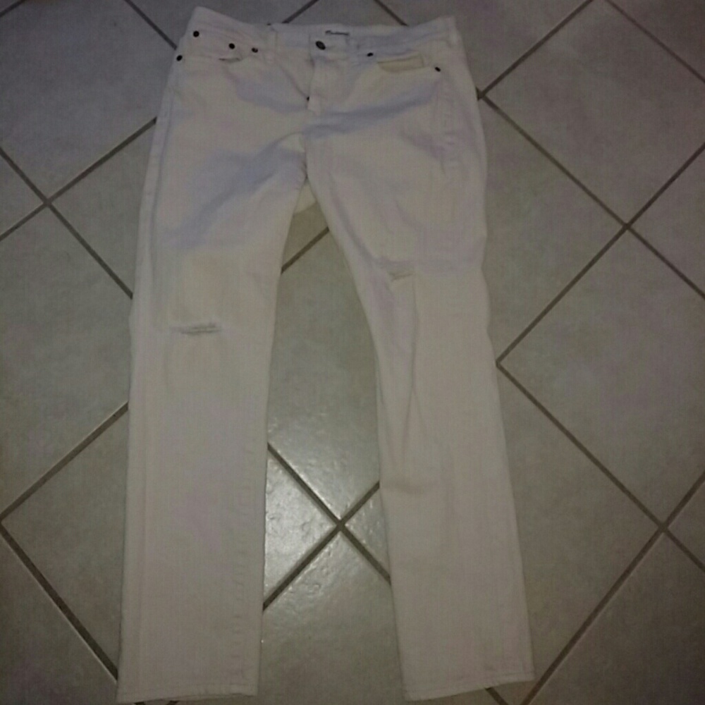 Madewell ripped skinny off white jeans 30 flash